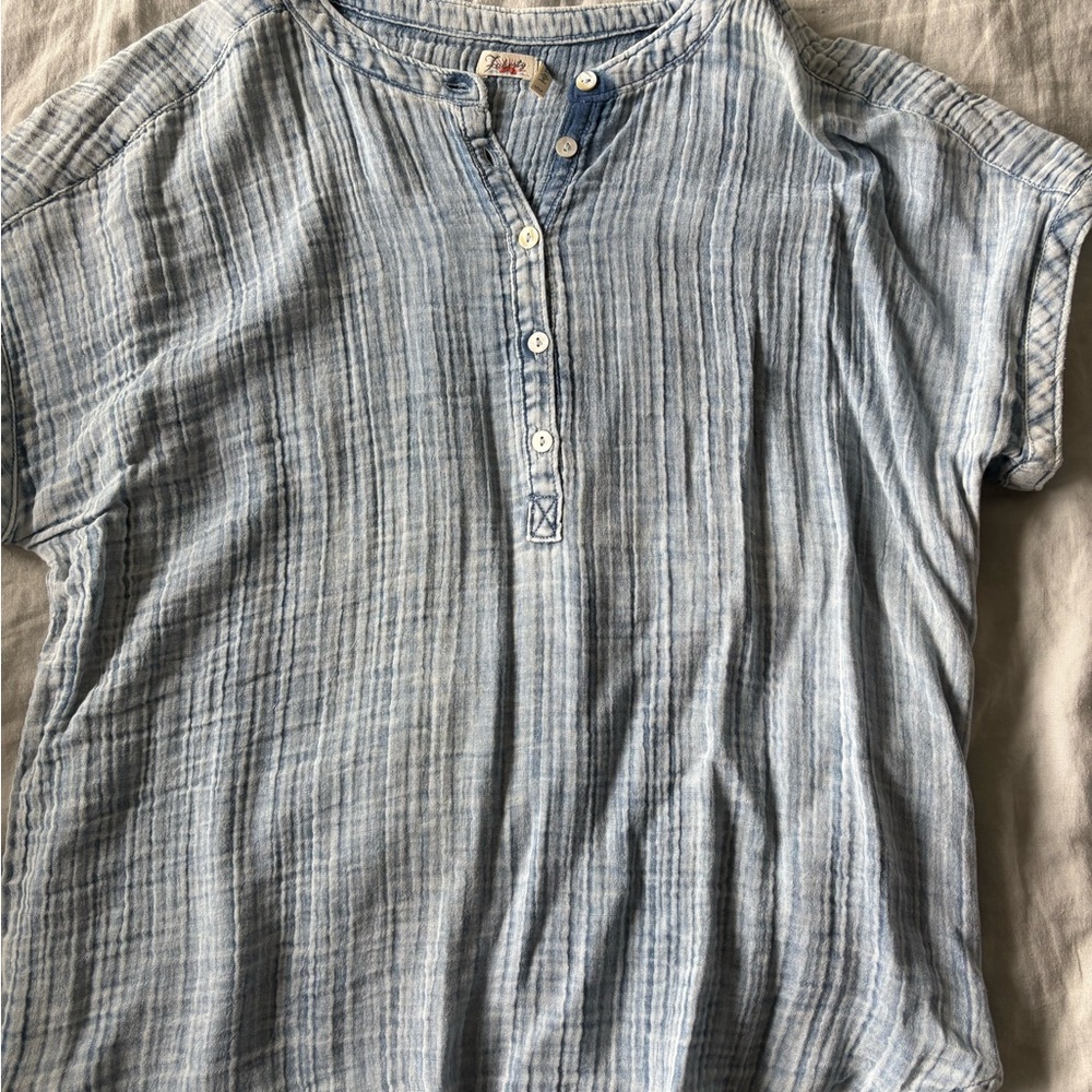 Faherty Dream Gauze Desmond Blue Button-Up Shirt